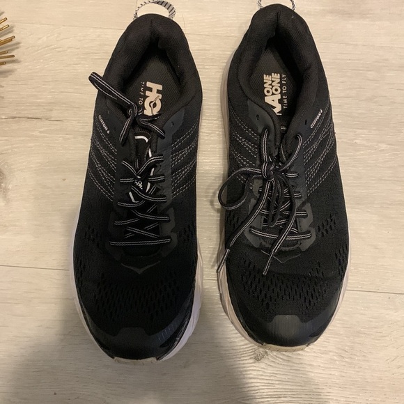 Hoka one one Clifton 6 sneakers shoes black‎ white size 7.5 - Picture 3 of 9